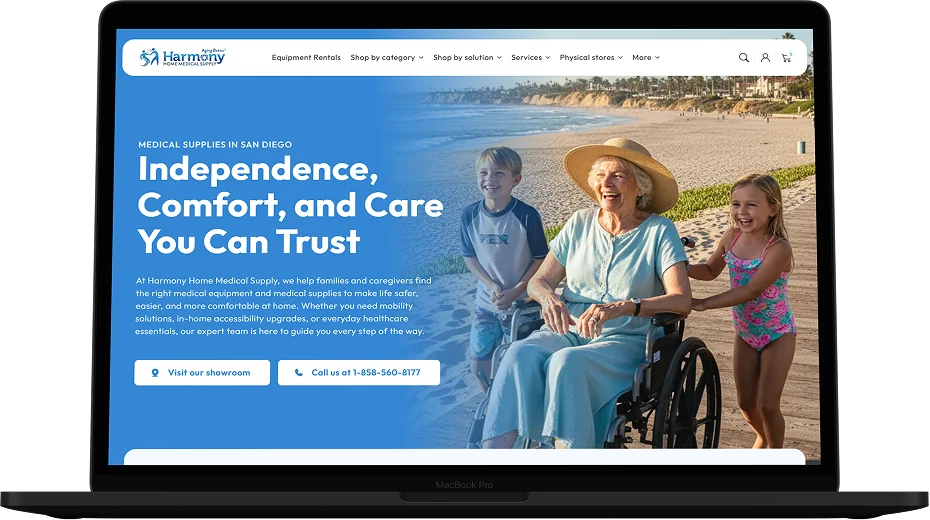 Harmony Home Medical website mockup
