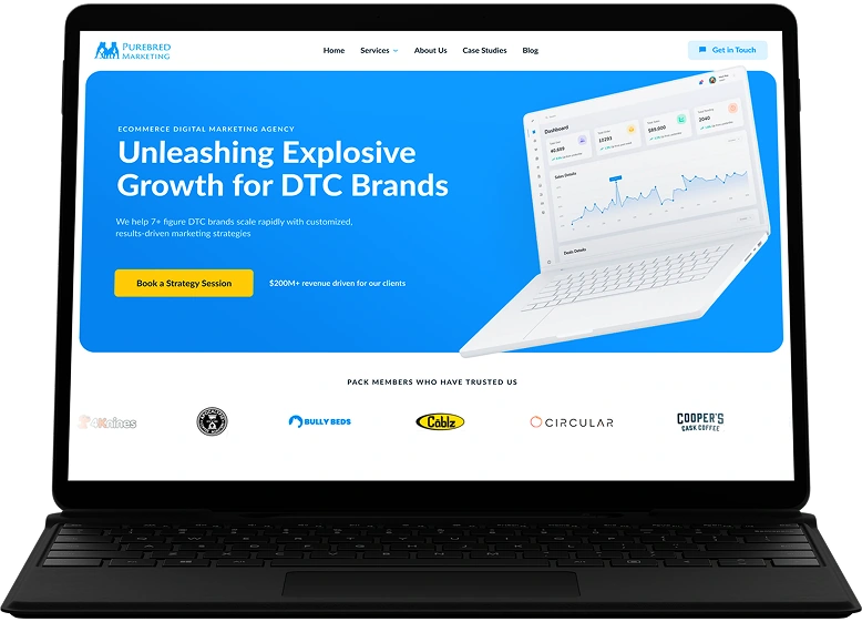 Purebred Marketing website mockup